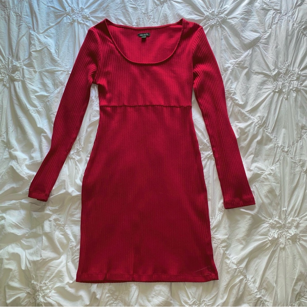 DONATED Red Bodycon Long sleeve Mini Dress